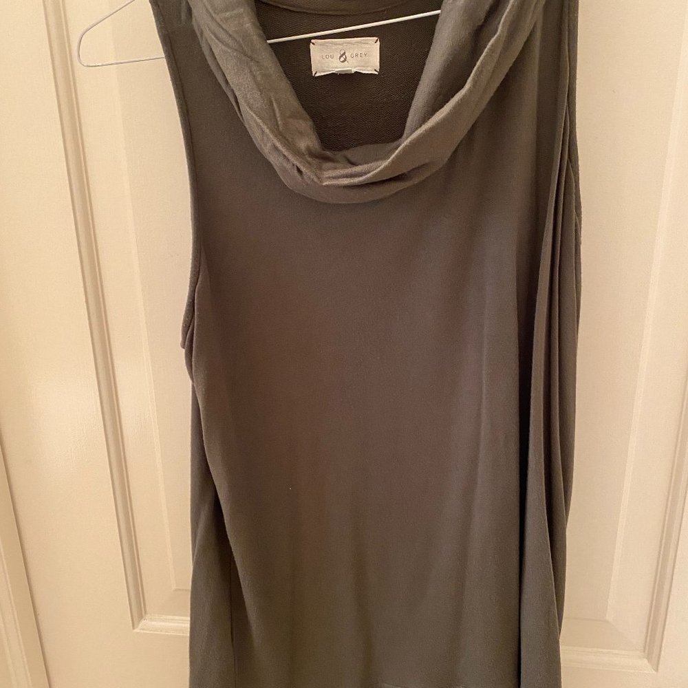 olive lou and grey cowl neck tank top
